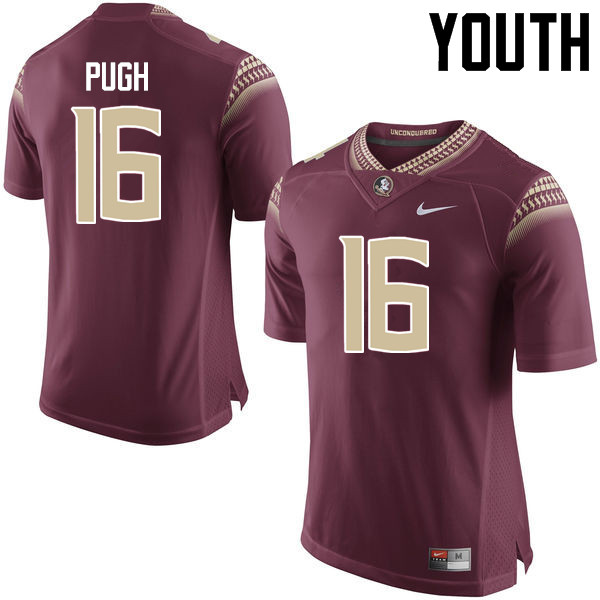 Youth #16 Jacob Pugh Florida State Seminoles College Football Jerseys-Garnet